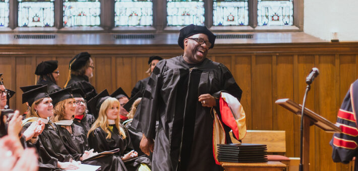 A photo of a DMin graduate during commencement.